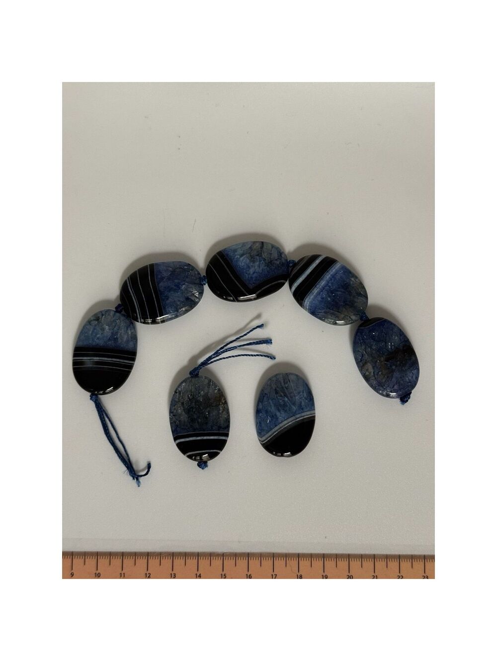 10" Strand Of Center Cut Blue Quartz Oval Beads / Jewelry Making Crafting